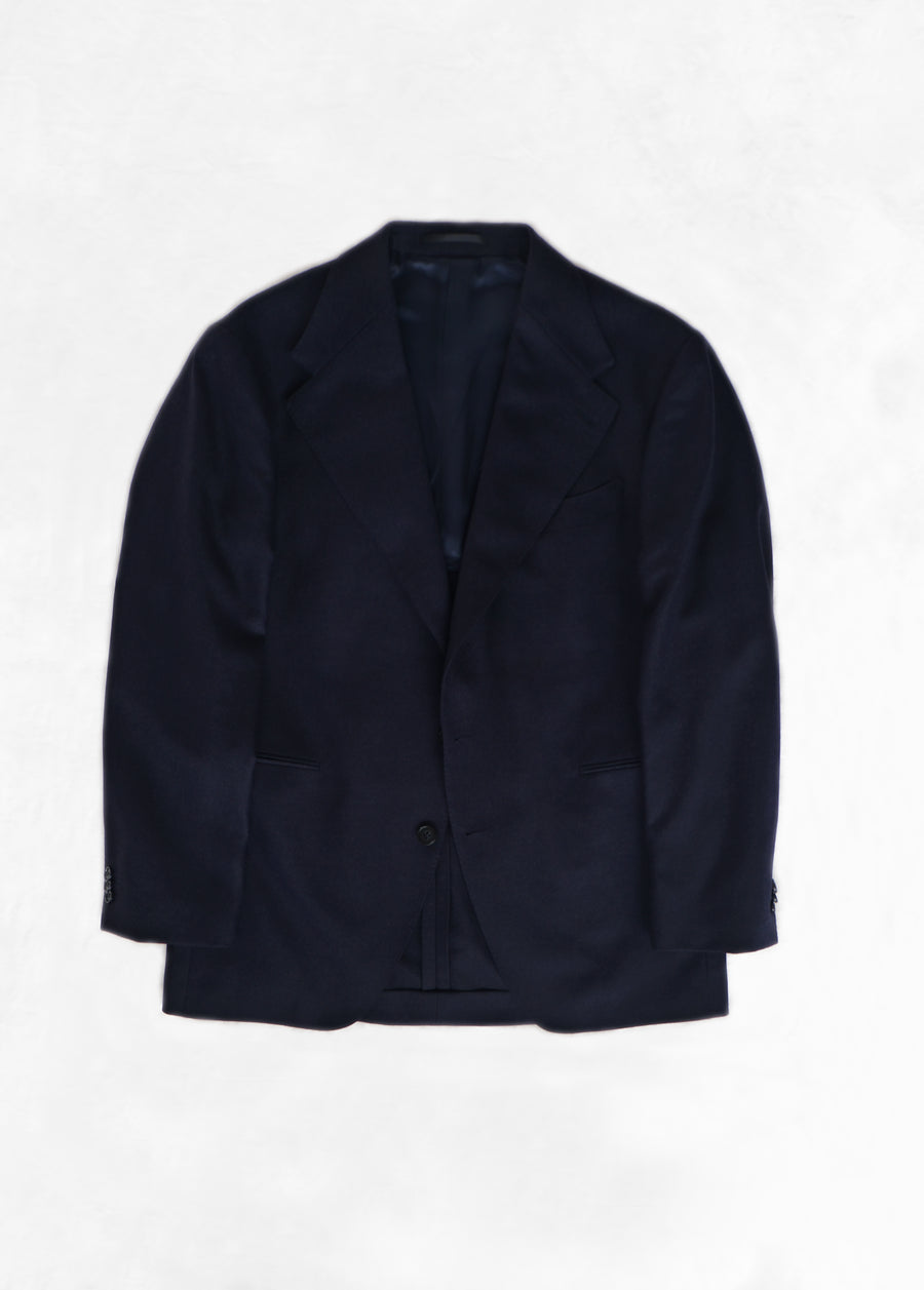 Classic Undarted Jacket in Flannel - Midnight Blue