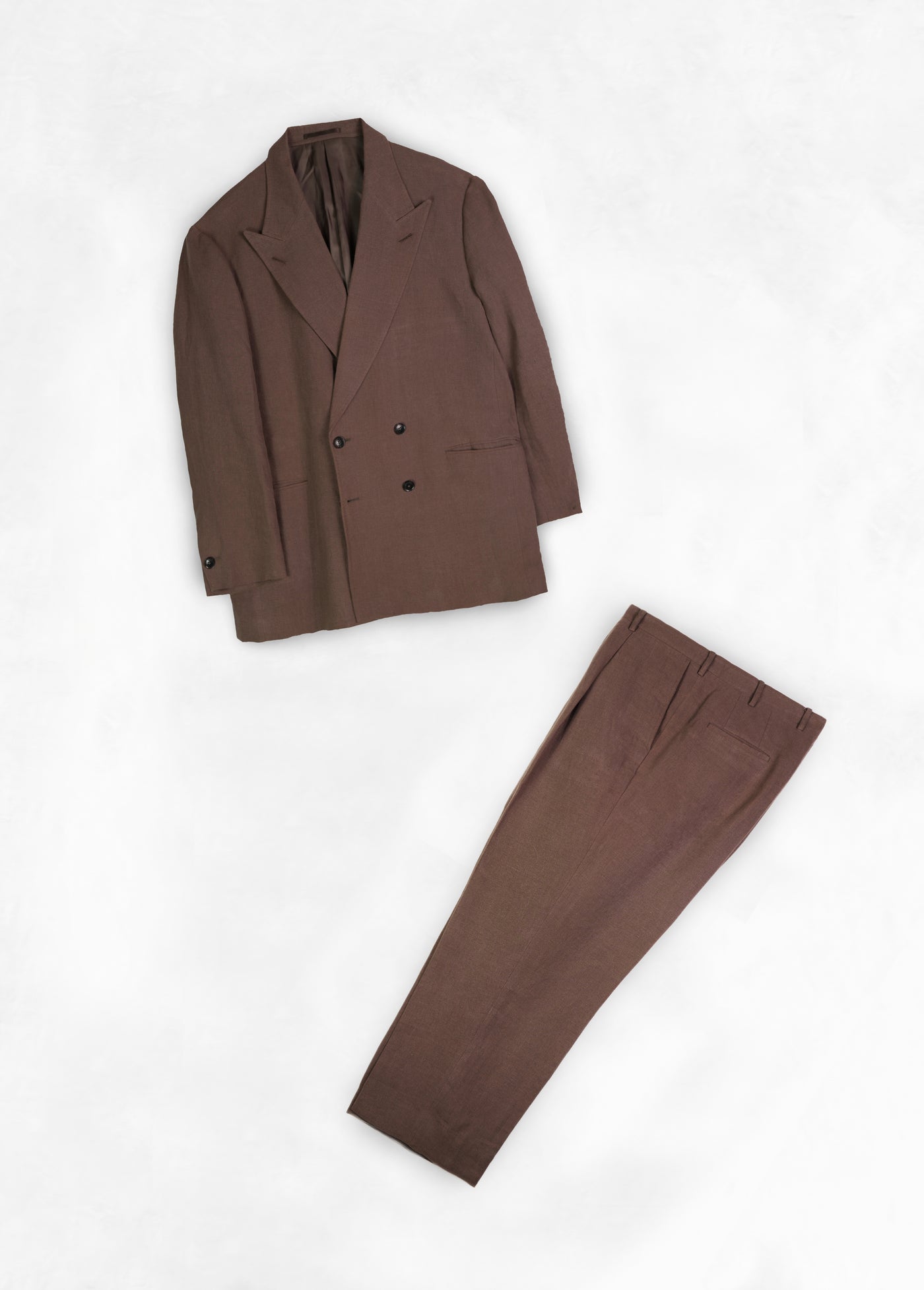 Double Breasted Suit - Washed Brown Linen