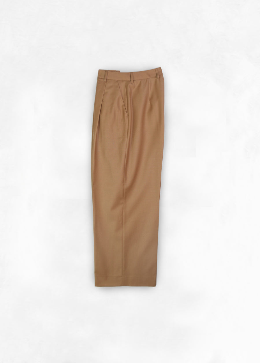 Single Pleat High Waist Trouser - Camel