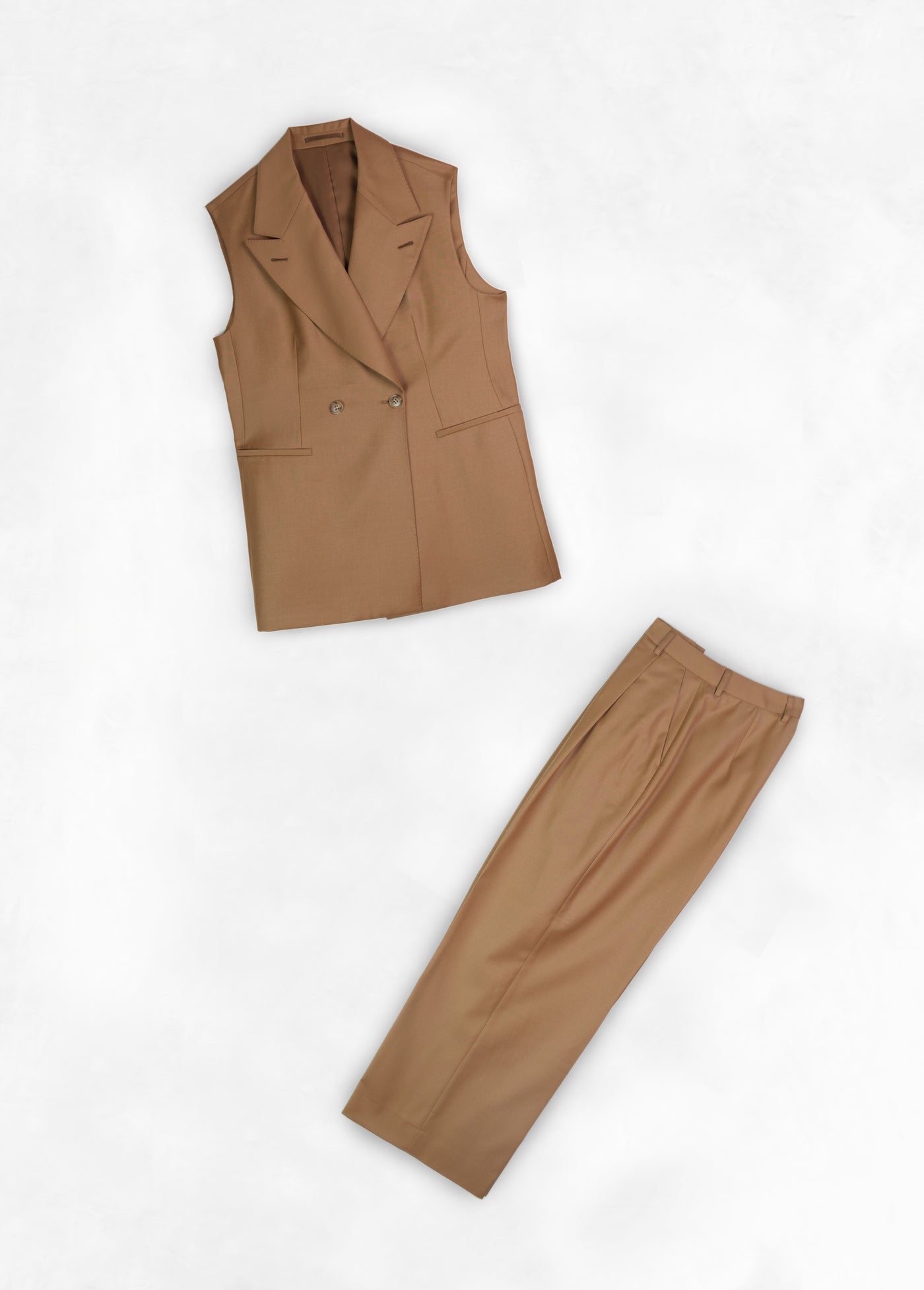 Suit with Long Vest - Camel